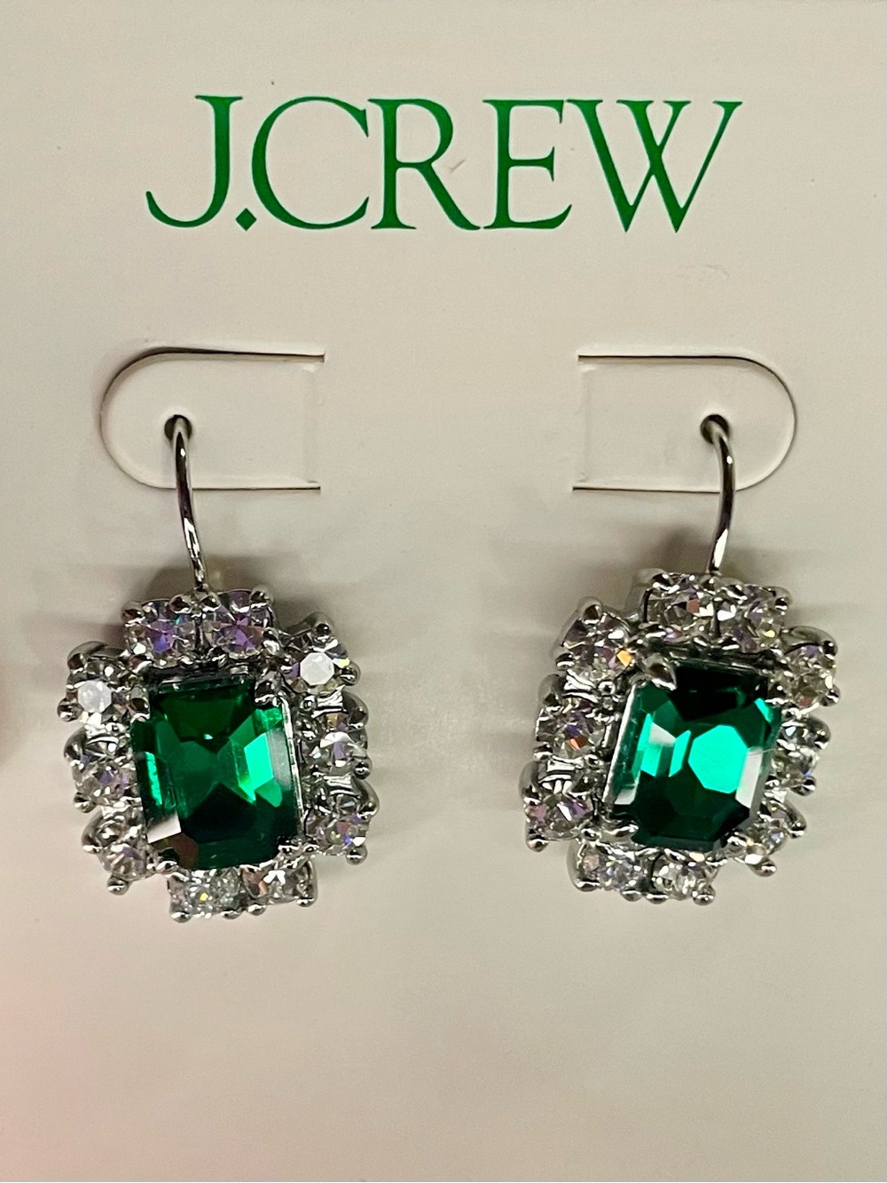 J. Crew Gemstone Drop Earrings in Magic Forest Emerald Green NWT